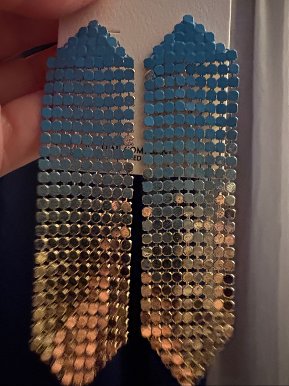 Earrings Blue and Gold Sequin ombré